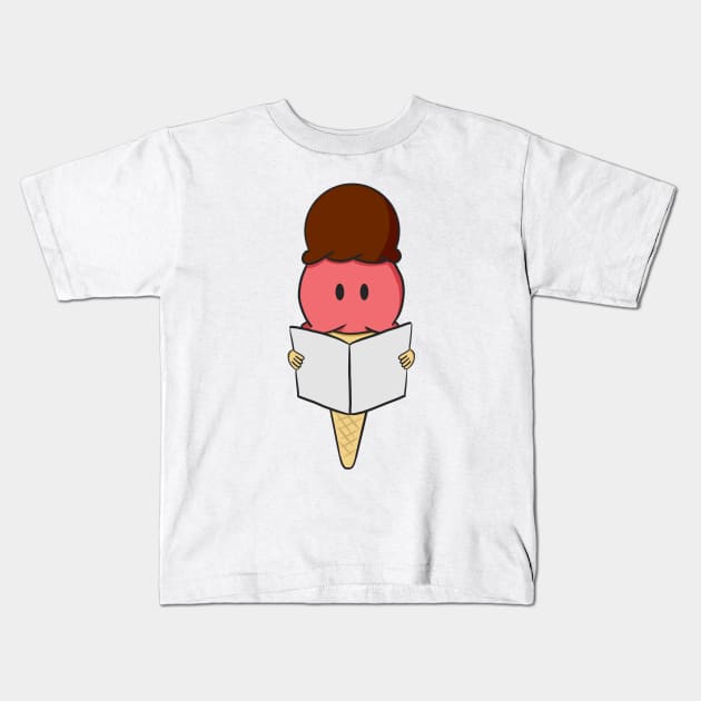 Cute Ice Cream Reading a Newspaper Kids T-Shirt by syfufi